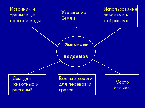 С помощью учебника составь схему значение водных богатств в жизни человека 4