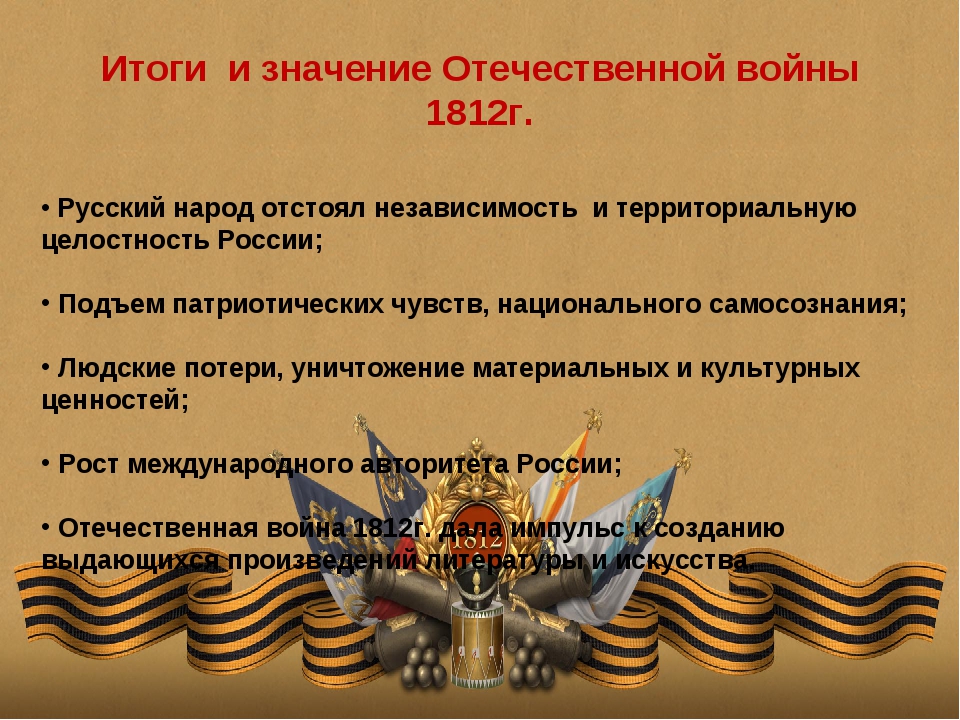 Презентация на тему отечественная война 1812 года 9 класс история россии