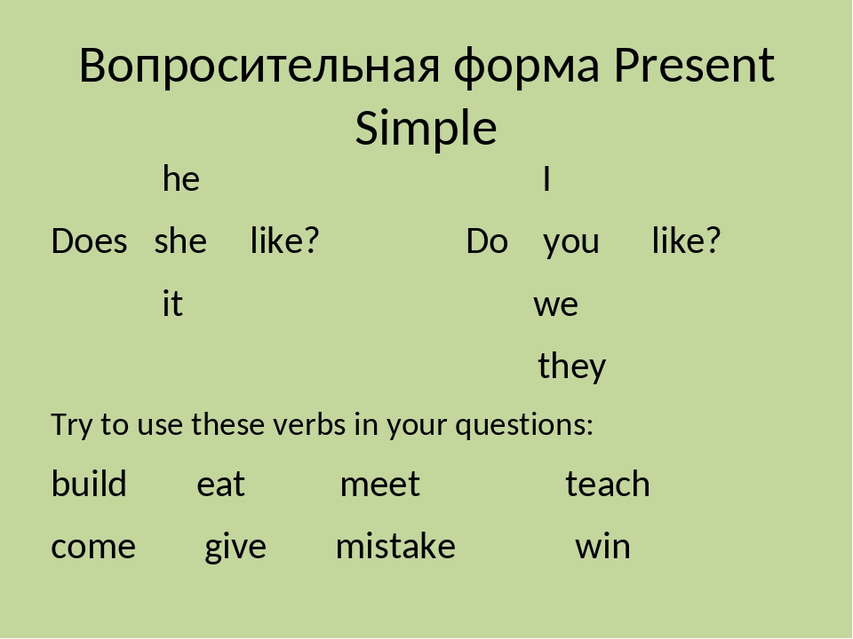 Present simple вопросительные предложения