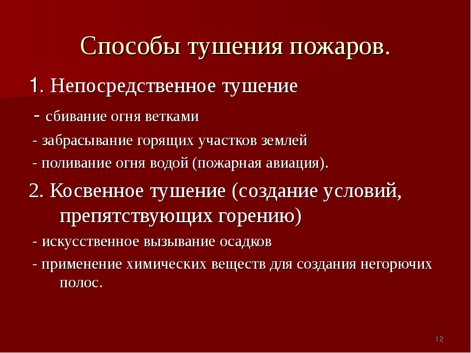 Природные пожары понятие классификация способы тушения презентация