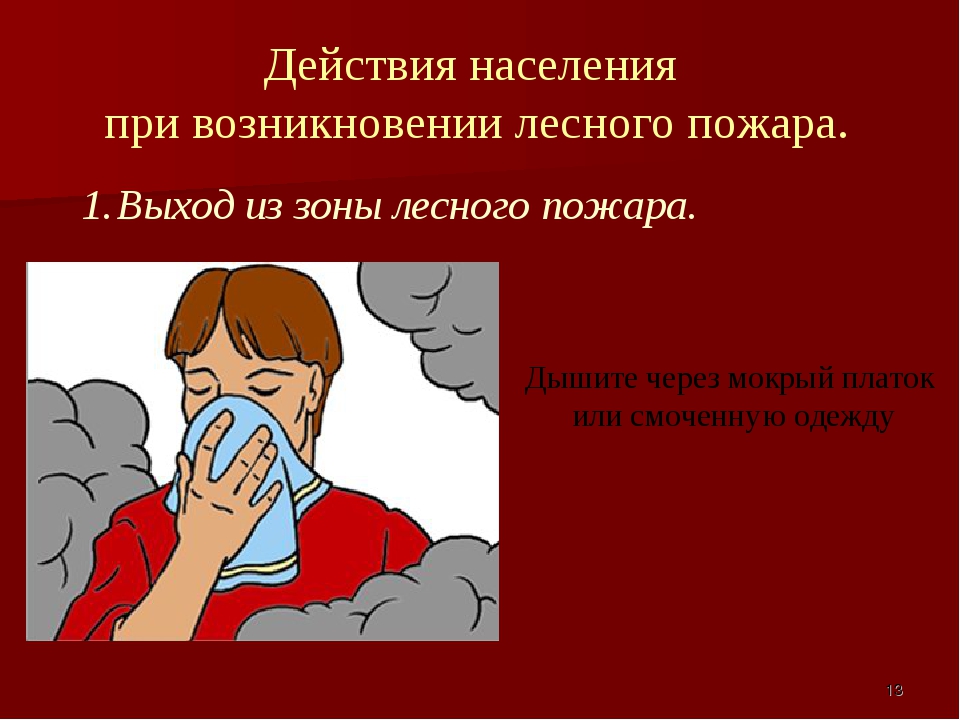 Оказавшись в зоне лесного пожара необходимо. Действия населения при возникновении пожара. Действия населения при задымлении. Выход из зоны лесного пожара. Действия при попадании в зону лесного пожара.