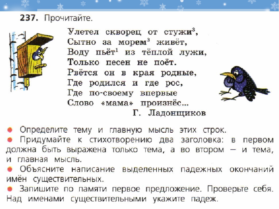 Правописание безударных падежных окончаний 4 класс