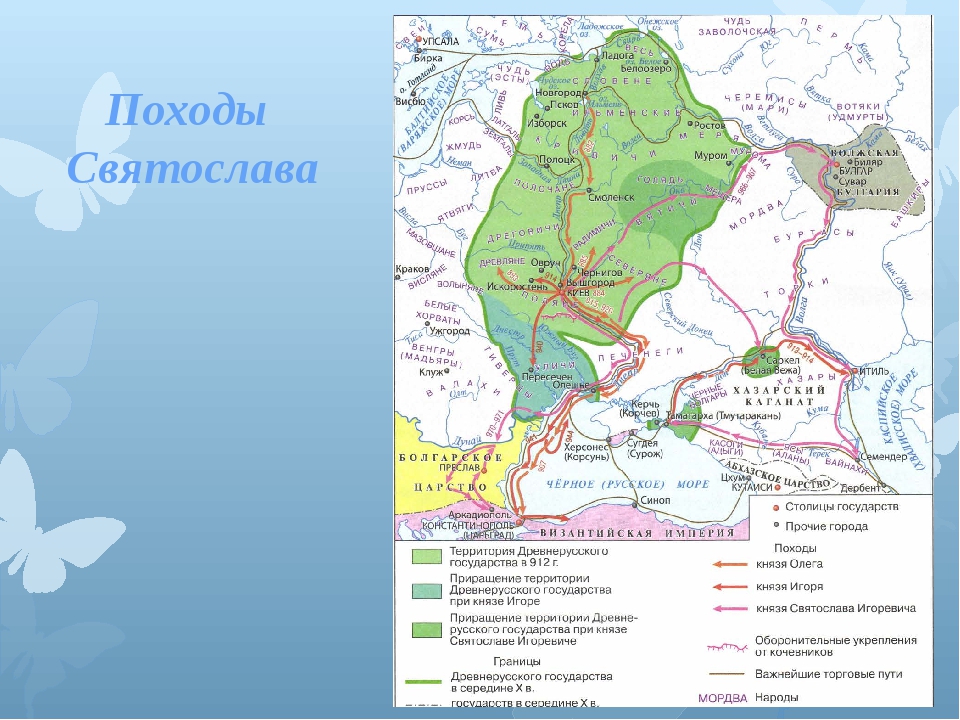 Карта походы святослава воителя