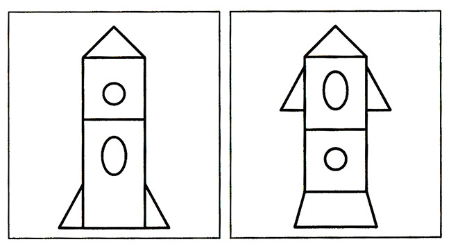 Картинка ракета из геометрических фигур для детей