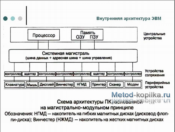 Архитектура однопроцессорной эвм имеет структуру